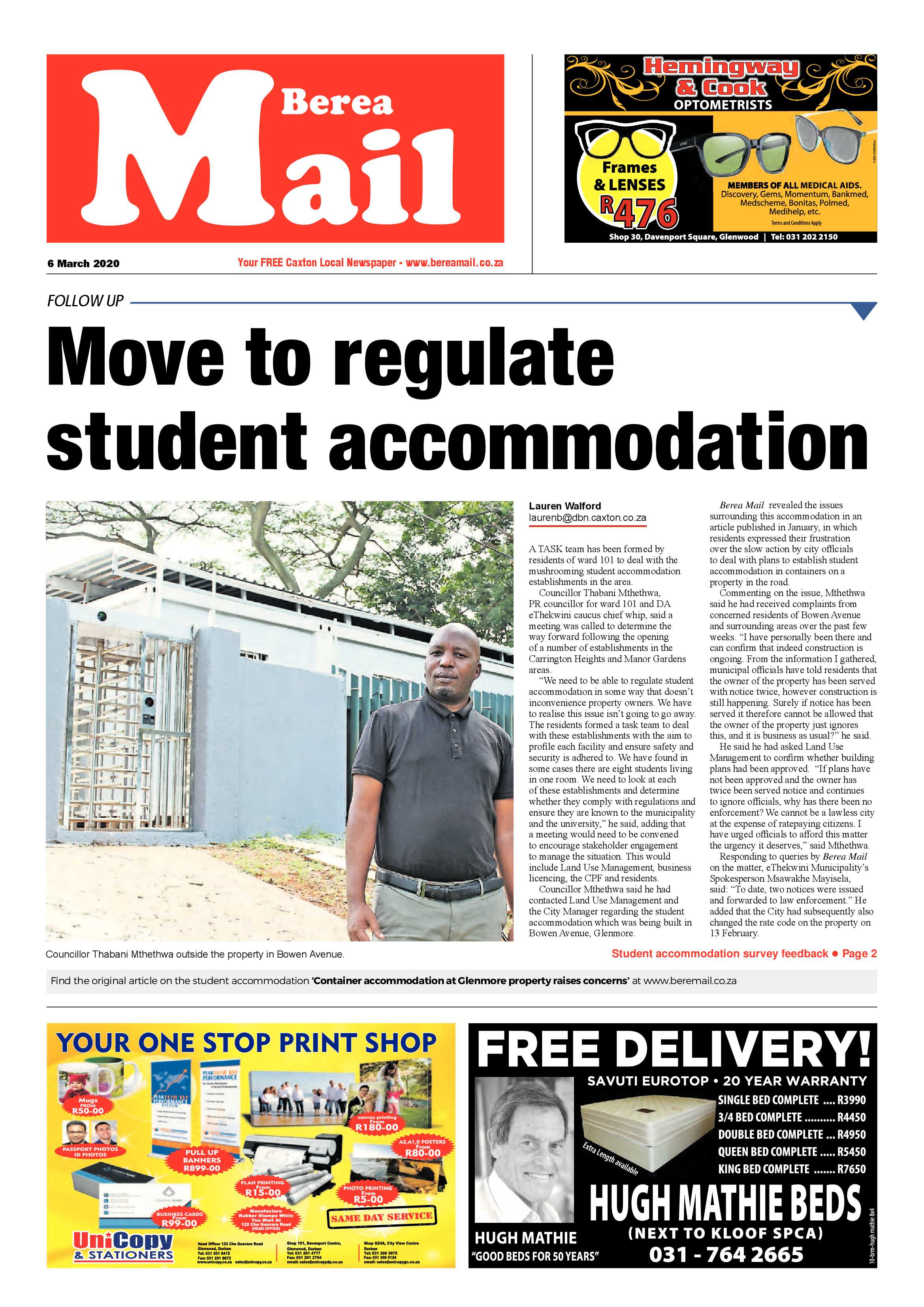 Berea Mail 6 March 2020 page 1