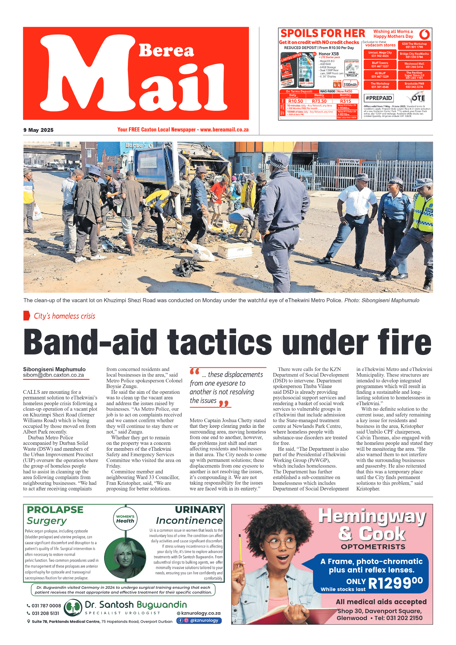 Berea Mail 9 May 2025 page 1