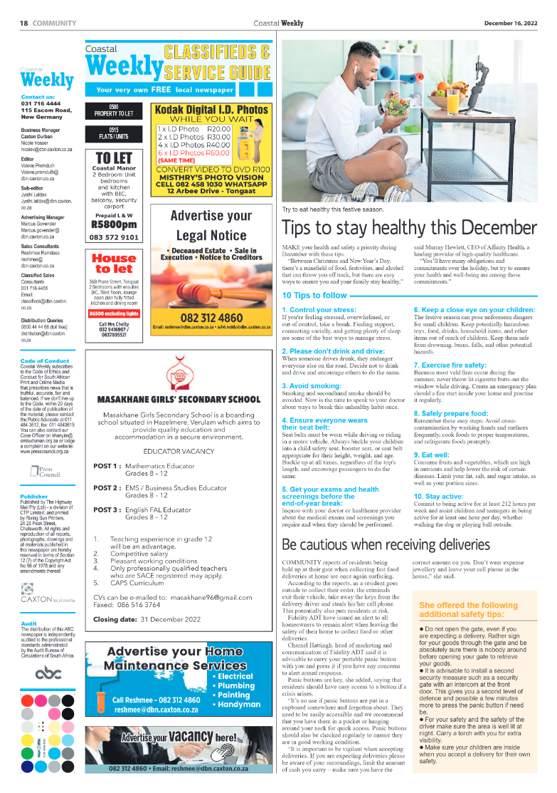 Coastal Weekly 16 December 2022 page 18