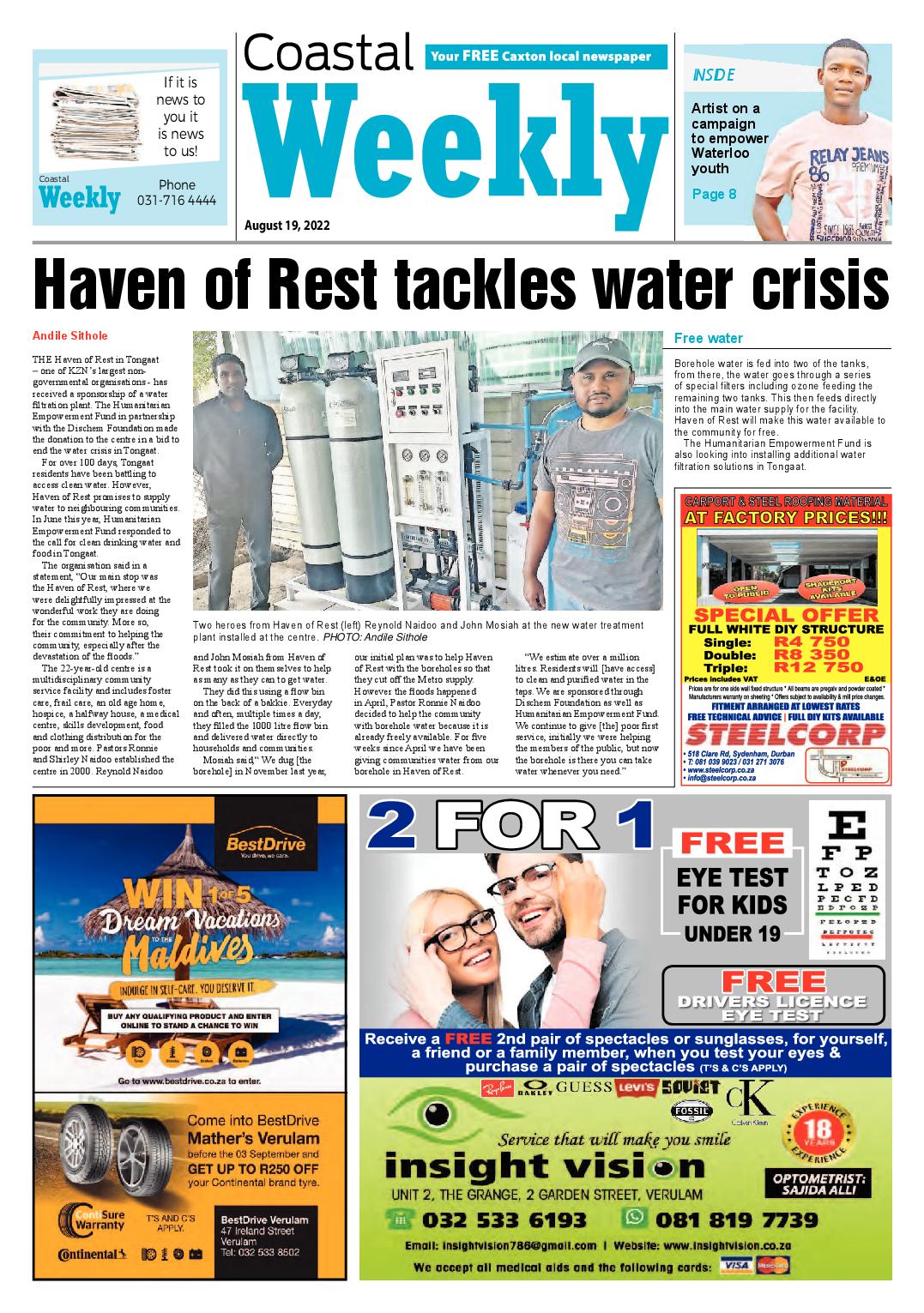 Coastal Weekly 19 August 2022 page 1