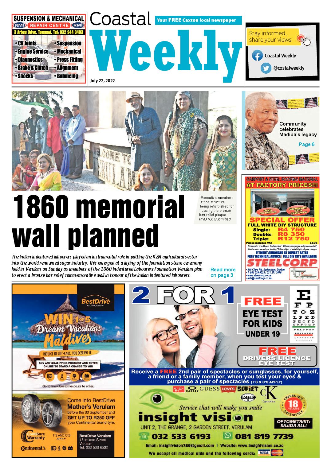 Coastal Weekly 22 July 2022 page 1