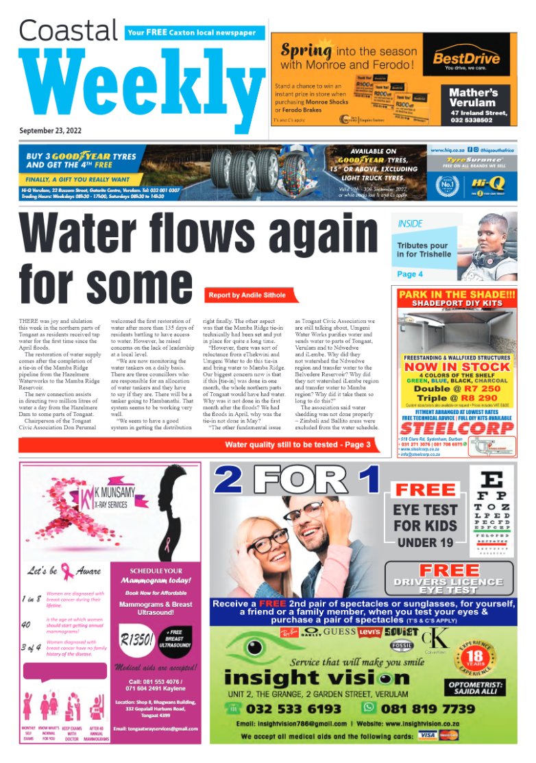 Coastal Weekly 23 September 2022 page 1