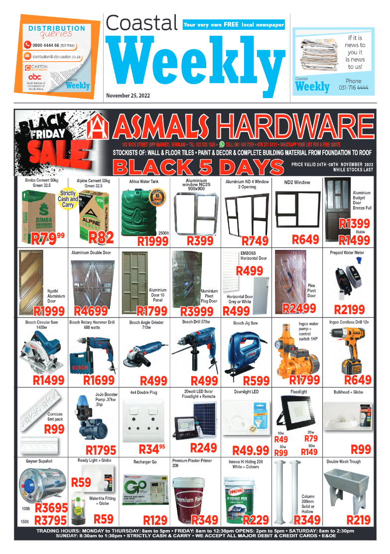 Coastal Weekly 25 November 2022 page 1