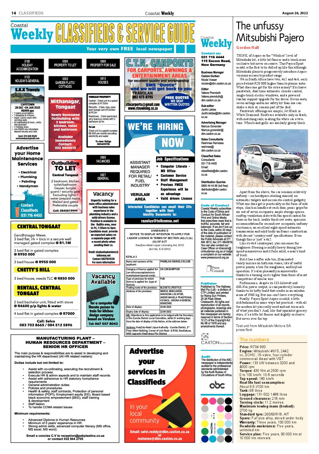 Coastal Weekly 26 August 2022 page 14