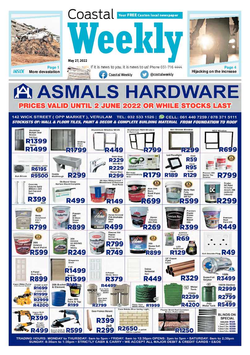 Coastal Weekly 27 May 2022 page 1