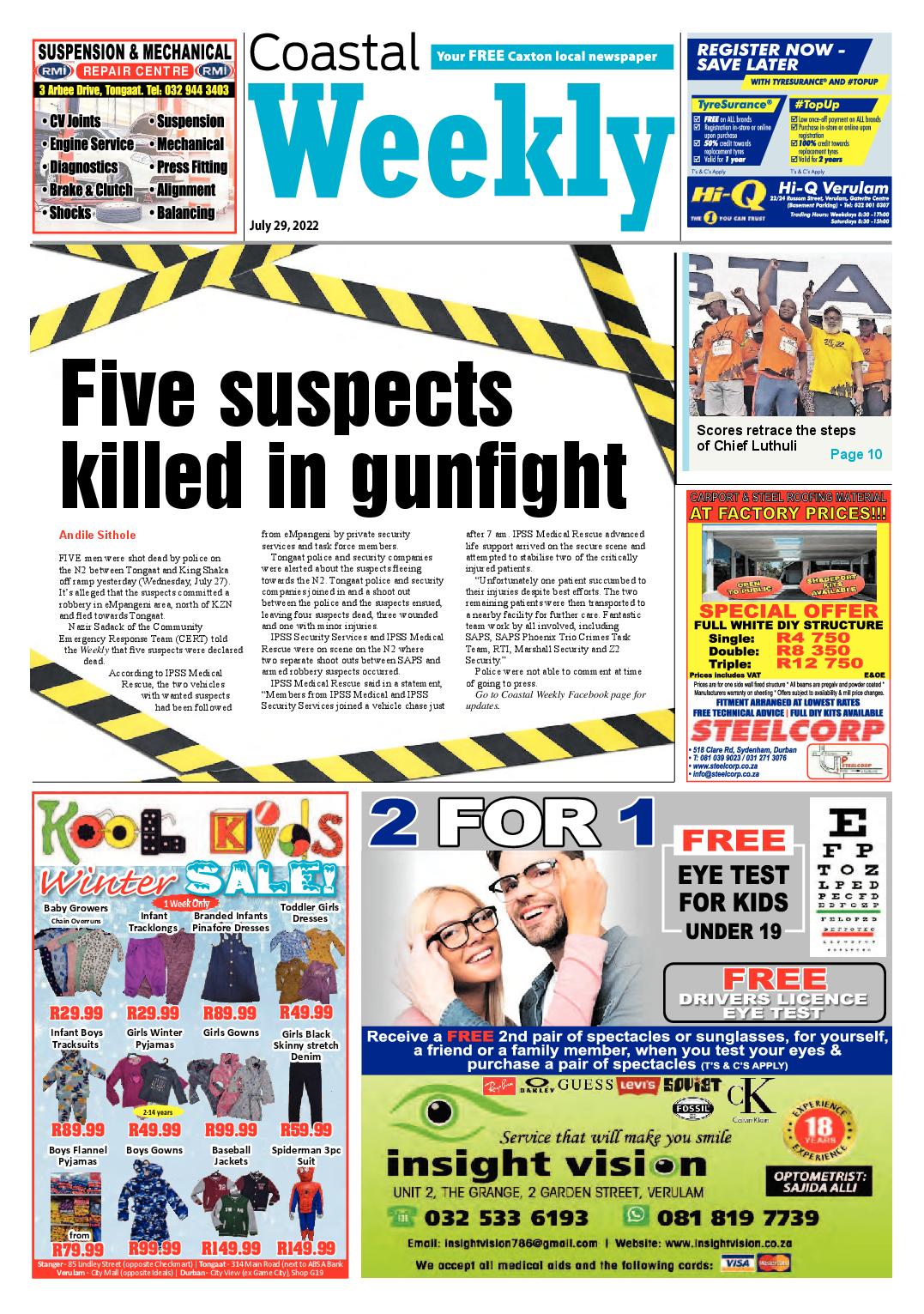 Coastal Weekly 29 July 2022 page 1