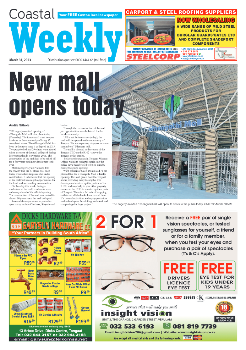 Coastal Weekly 31 March 2023 page 1