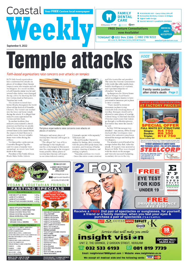 Coastal Weekly 9 September 2022 page 1