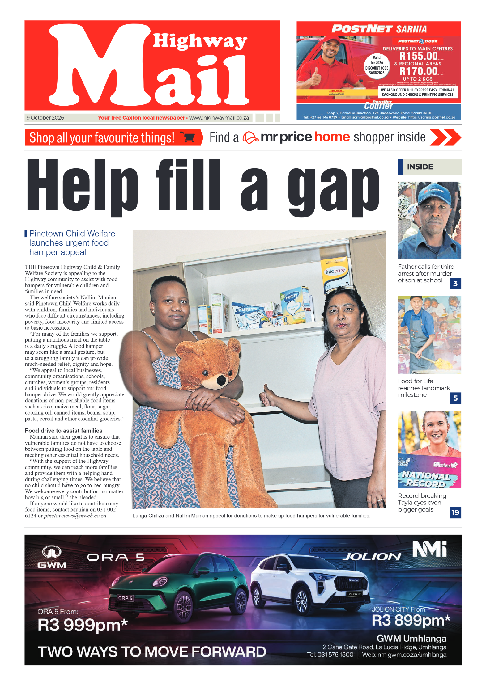 Highway Mail 09 October 2026 page 1