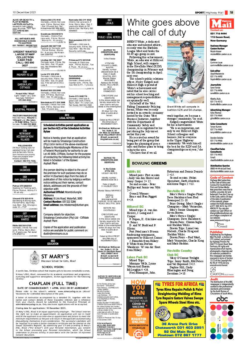 Highway Mail 10 December 2021 page 15