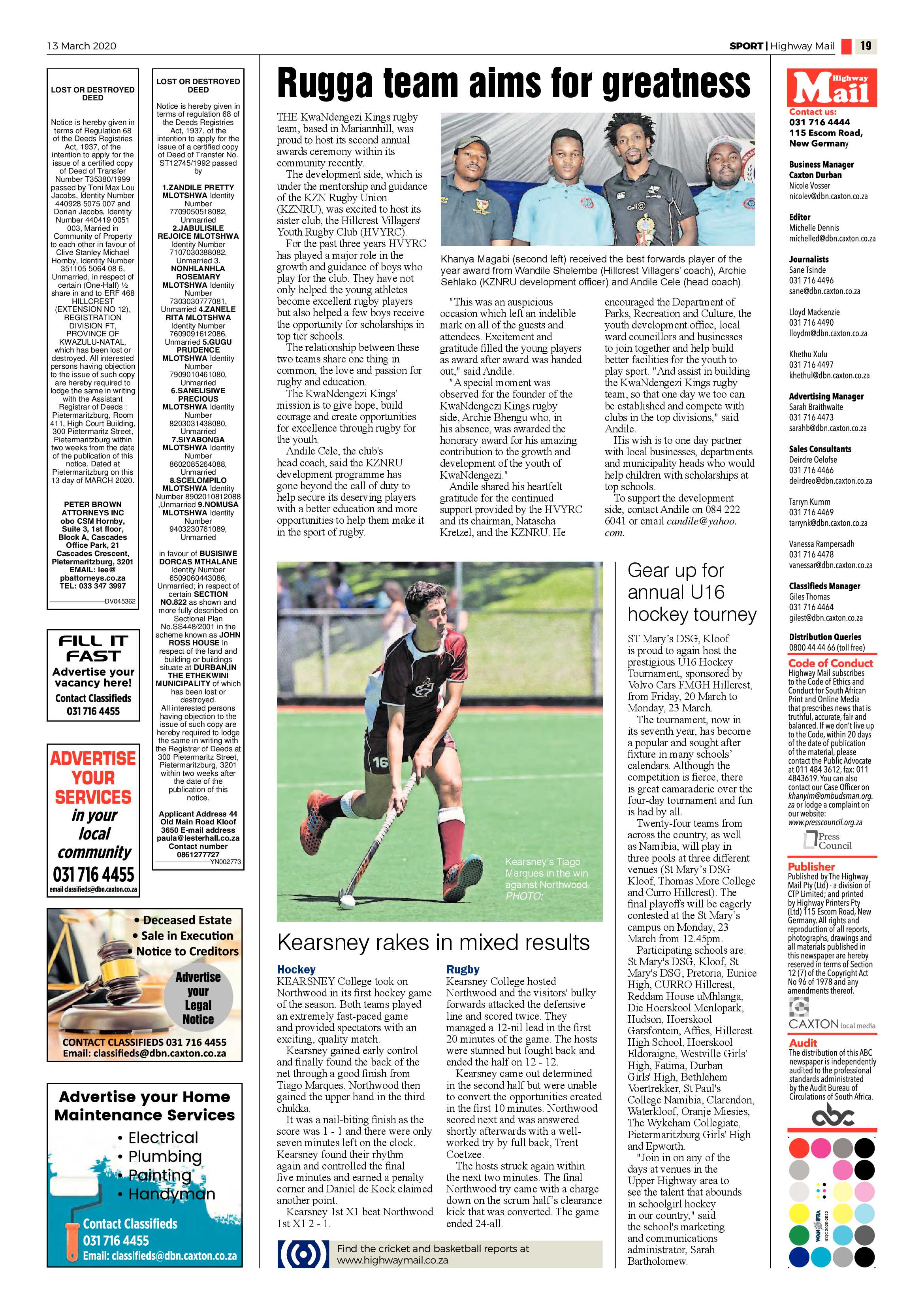 Highway Mail 13 March 2020 page 19