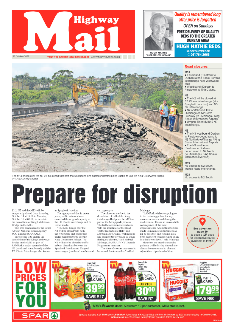 Highway Mail 13 October 2023 page 1