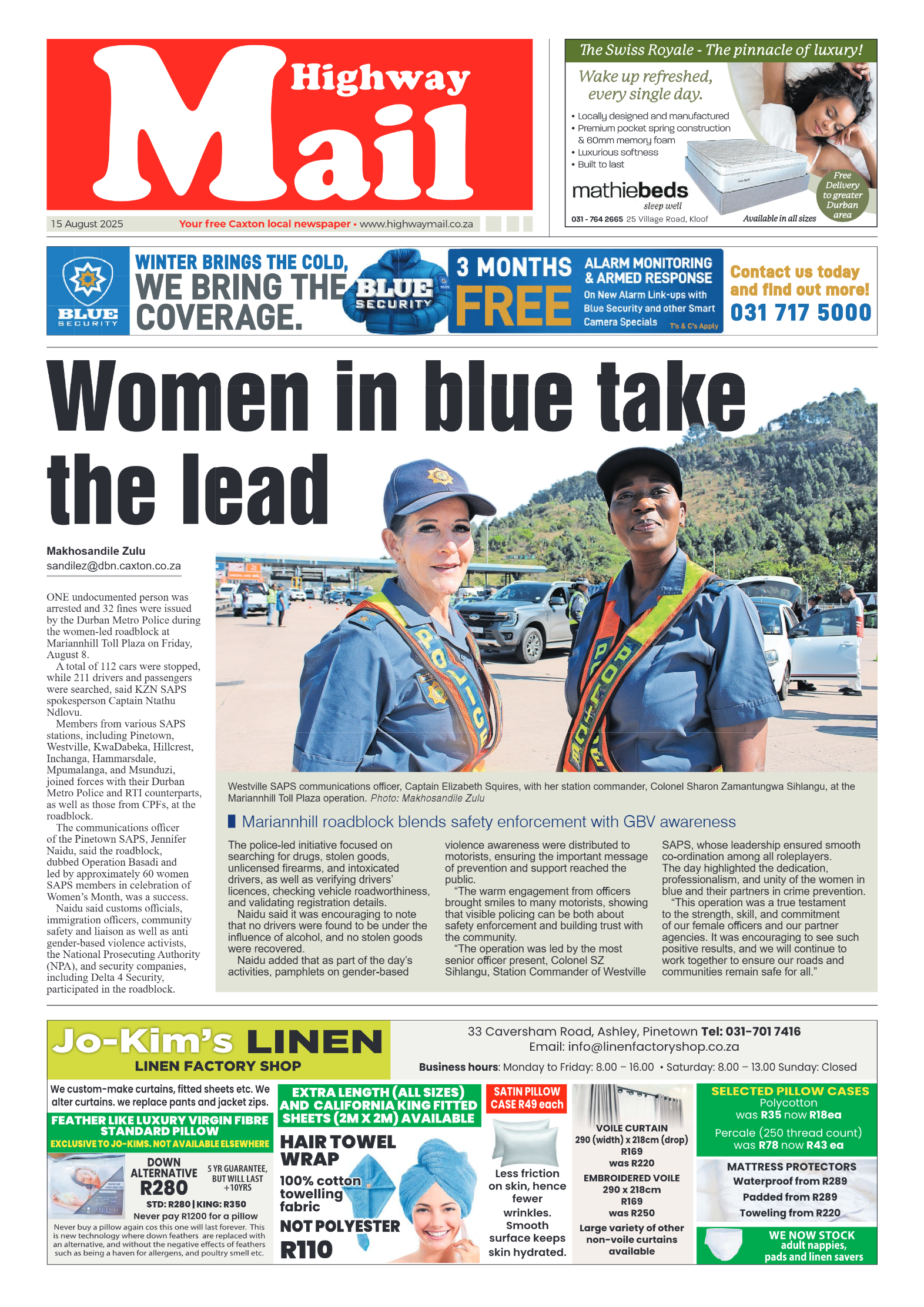 Highway Mail 15 August 2025 page 1