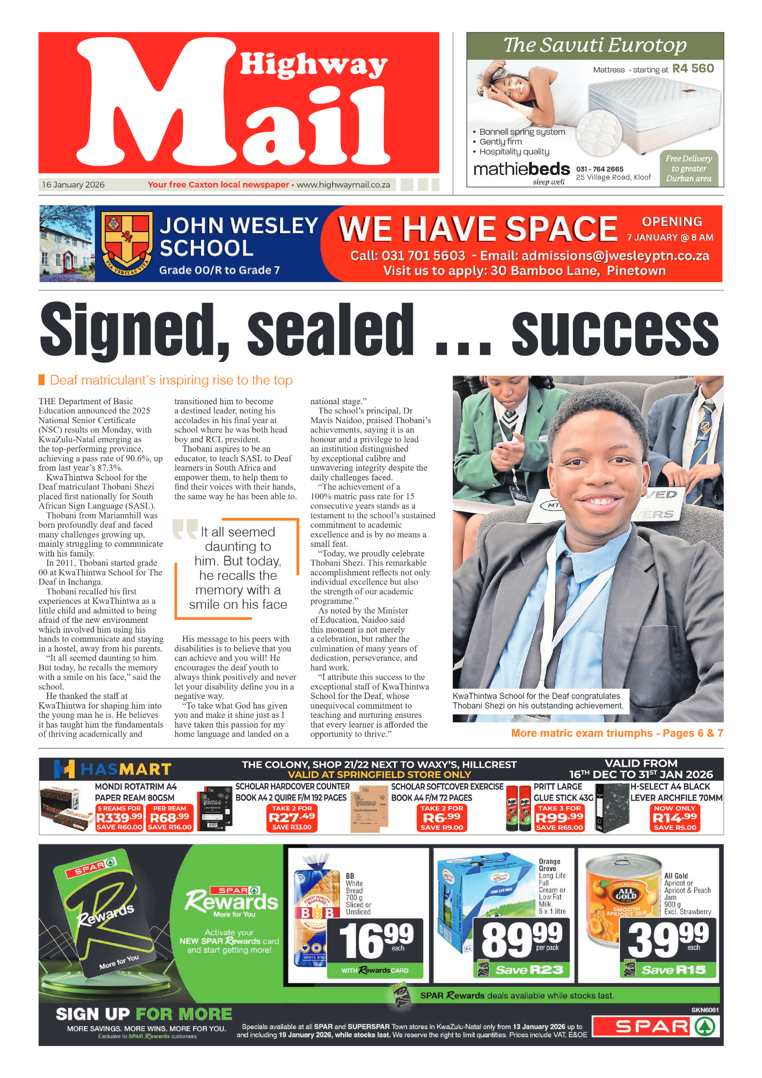 Highway Mail 16 January 2026 page 1