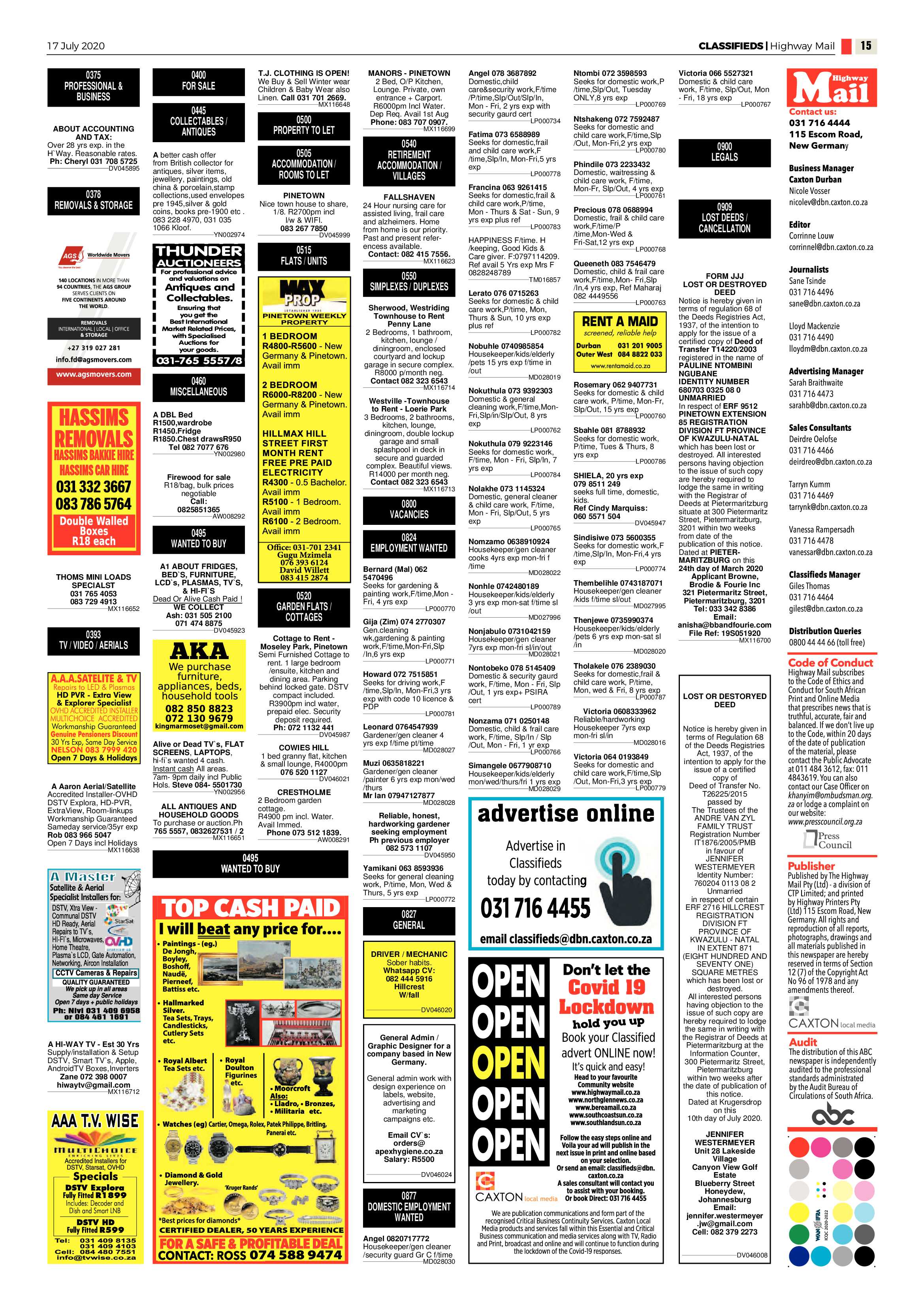 Highway Mail 17 July 2020 page 15
