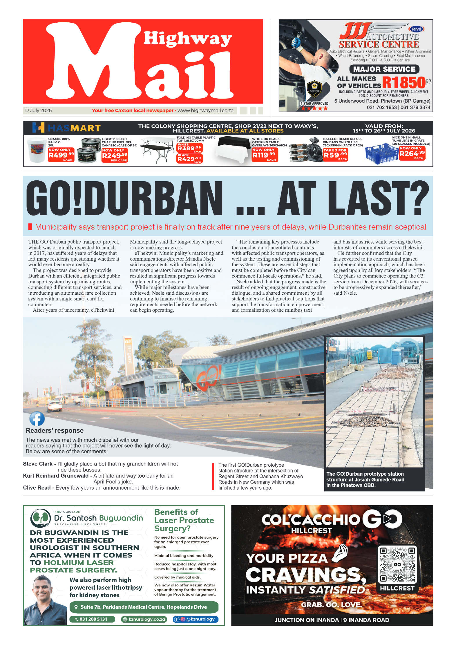 Highway Mail 17 July 2026 page 1