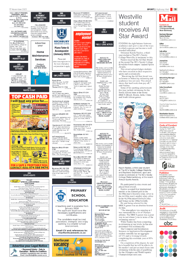 Highway Mail 17 November 2023 page 19