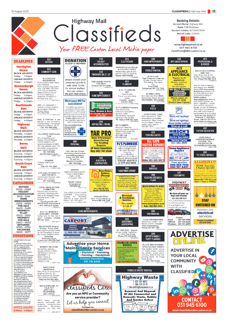 Highway Mail 18 August 2023 page 13