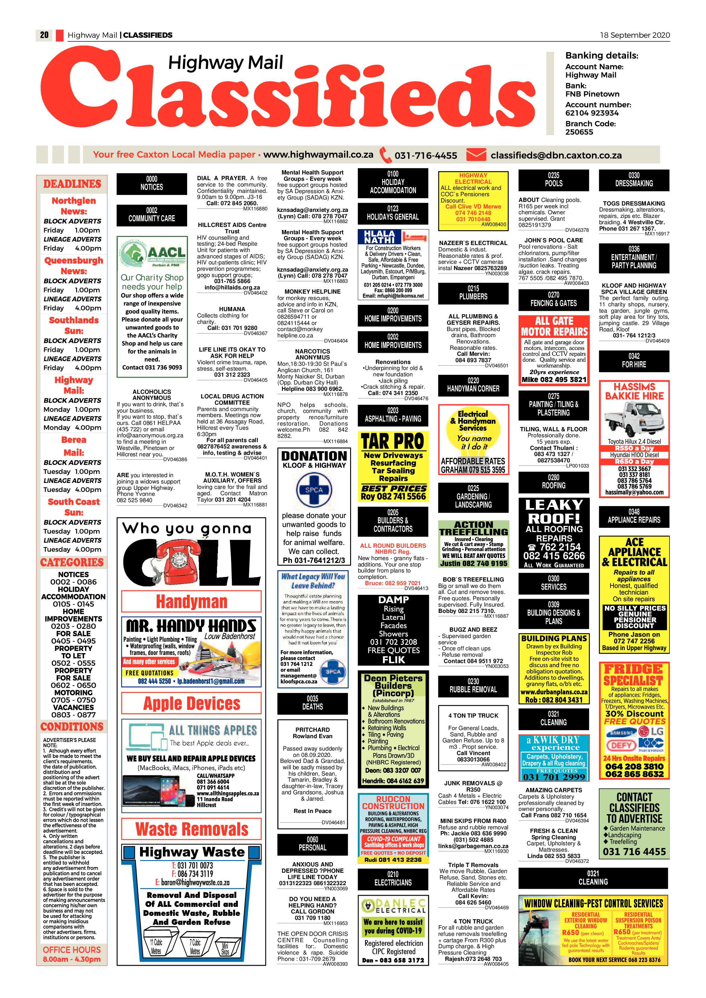 Highway Mail 18 September 2020 page 20