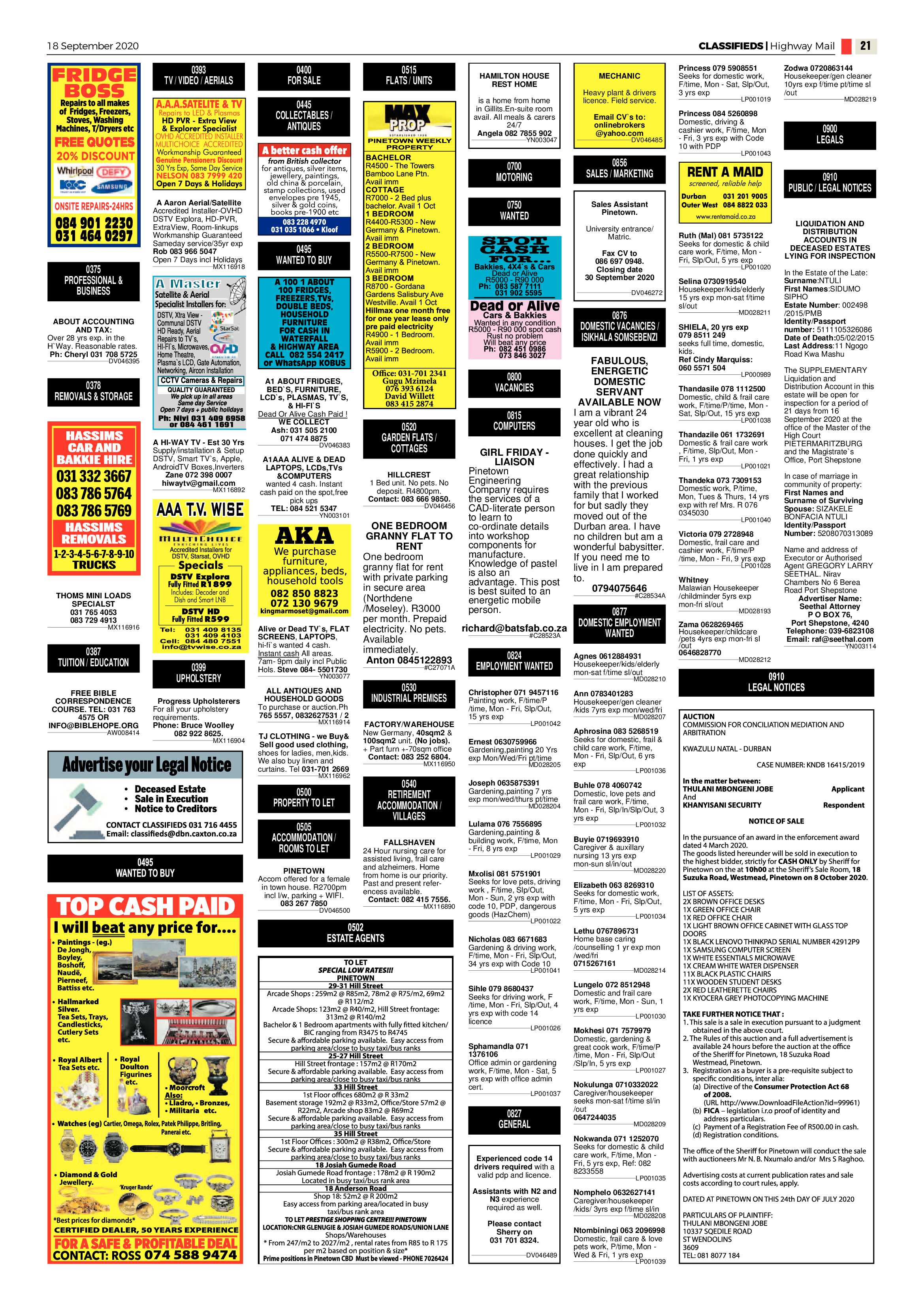 Highway Mail 18 September 2020 page 21