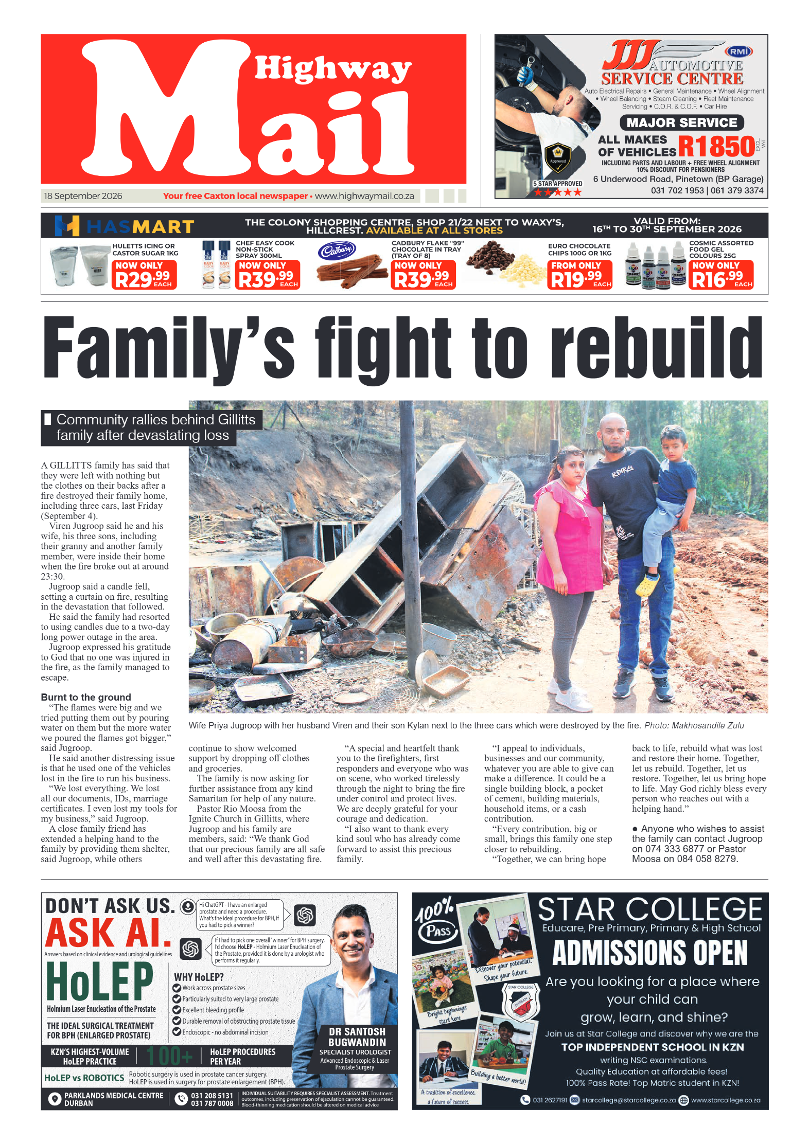 Highway Mail 18 September 2026 page 1