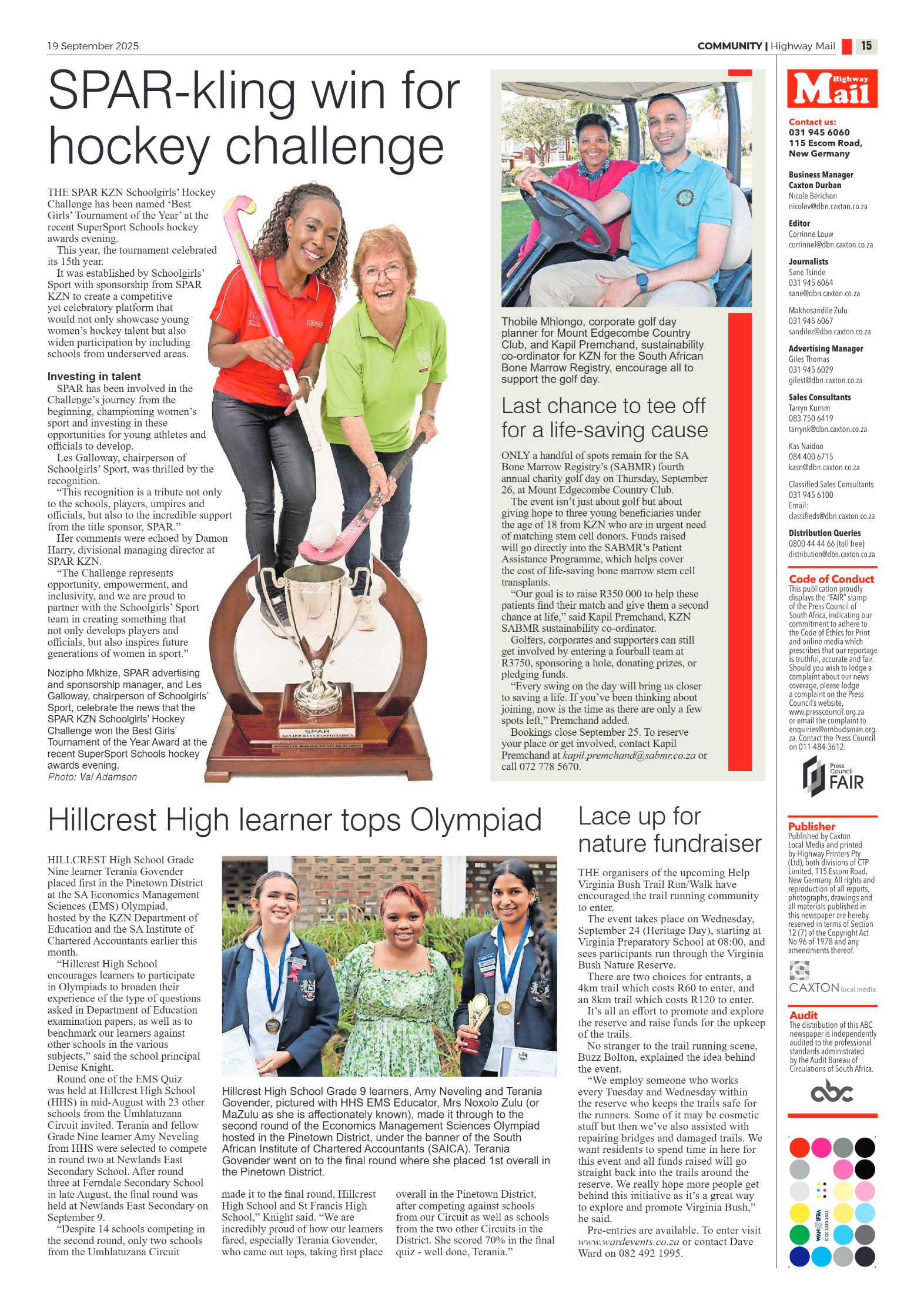Highway Mail 19 September 2025 page 15
