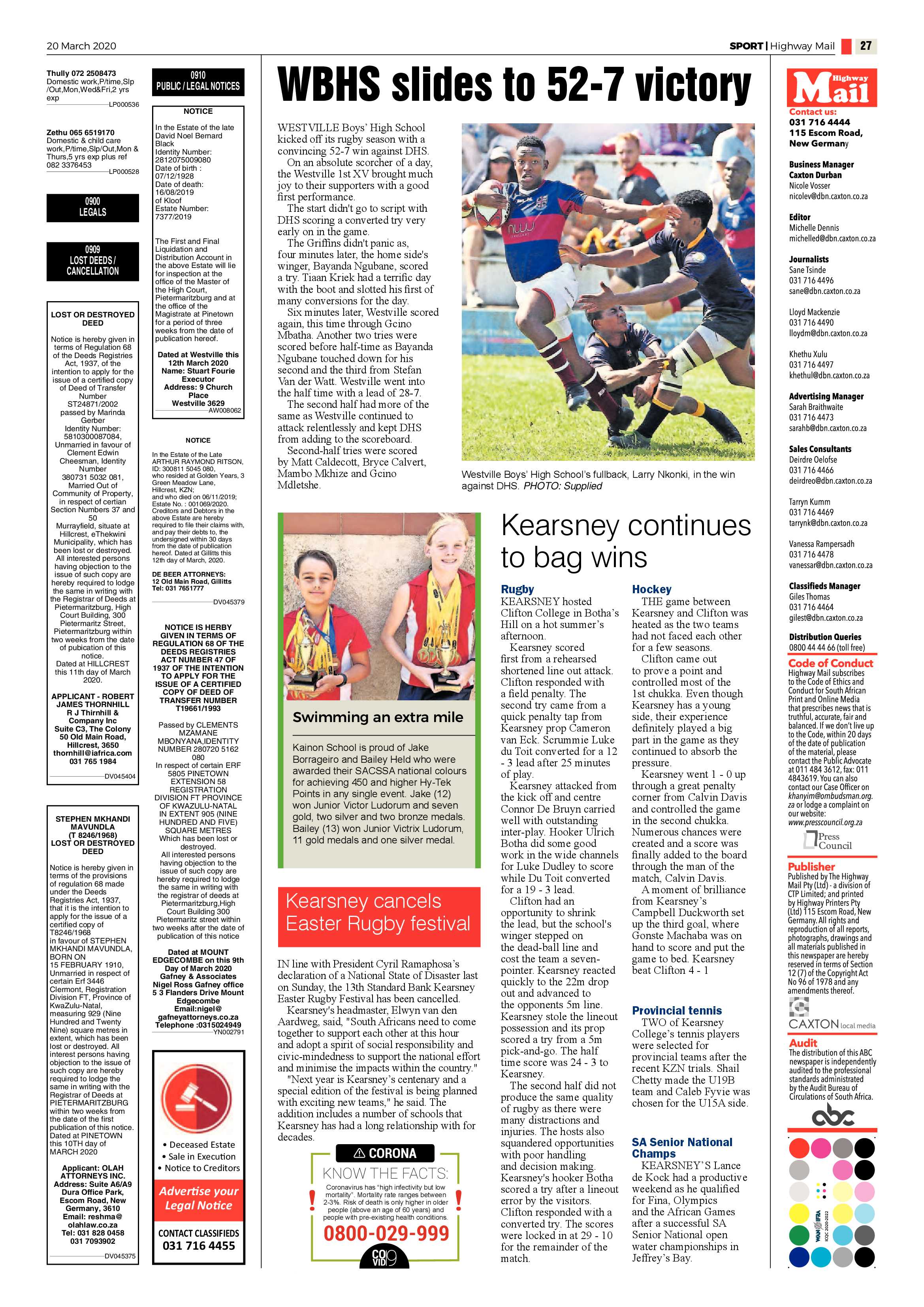 Highway Mail 20 March 2020 page 27