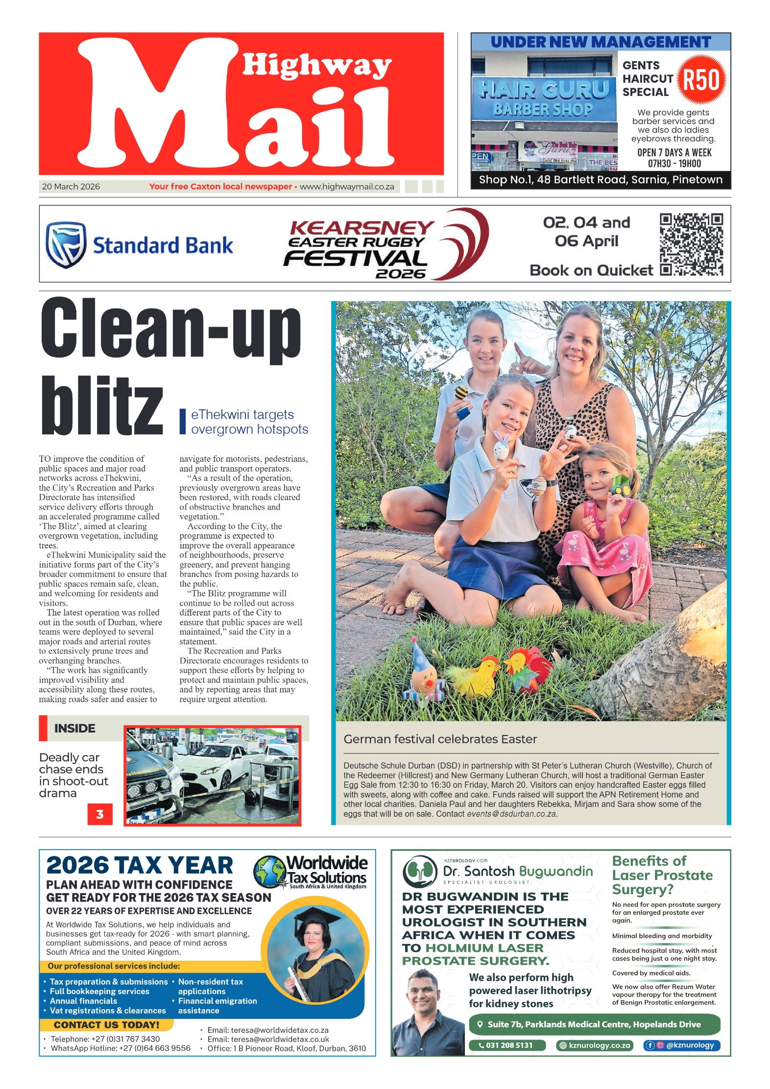 Highway Mail 20 March 2026 page 1