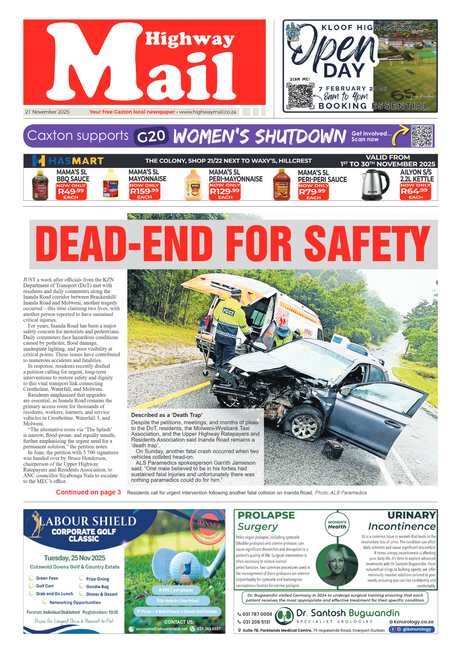 Highway Mail 21 November 2025 page 1