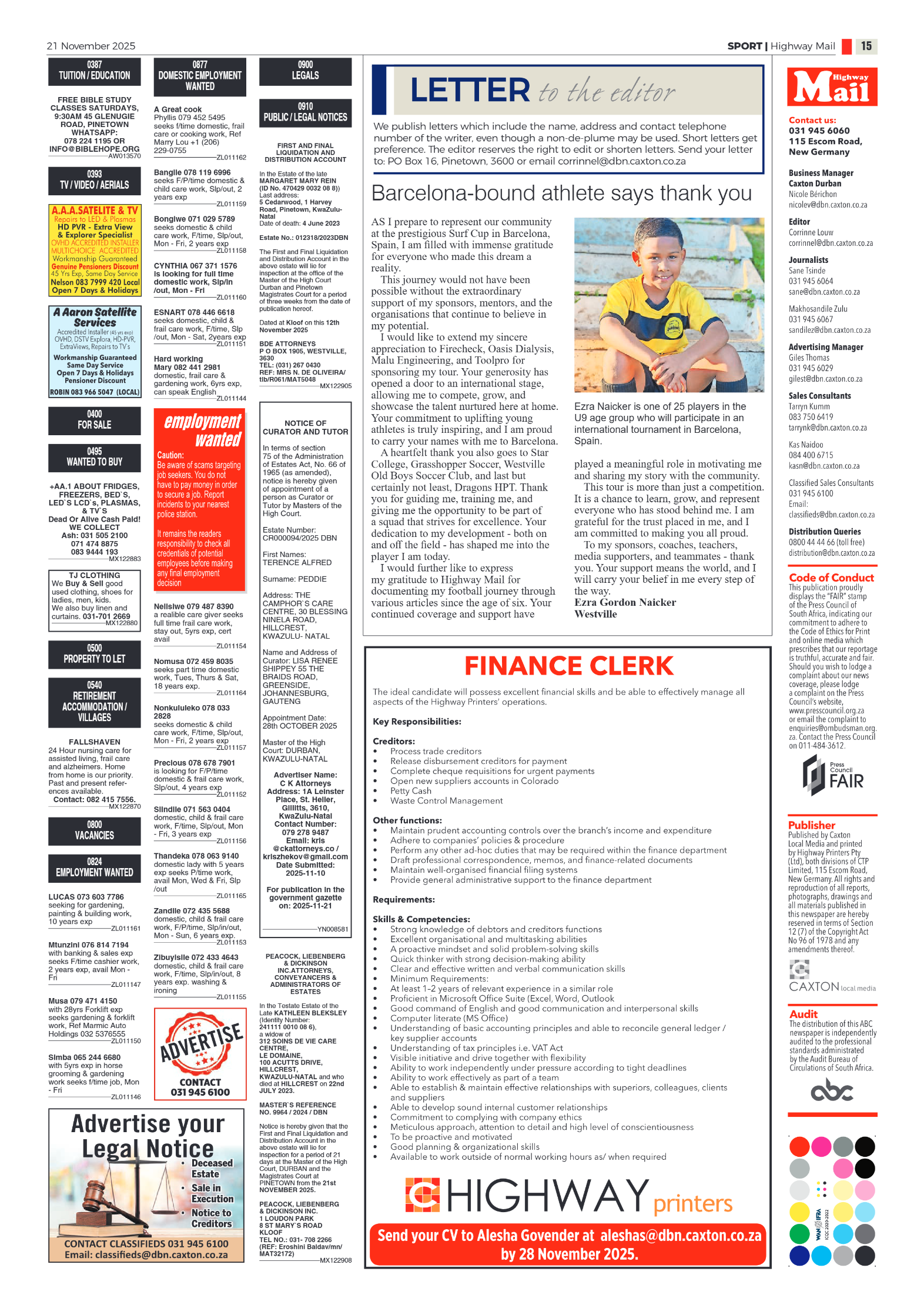 Highway Mail 21 November 2025 page 15