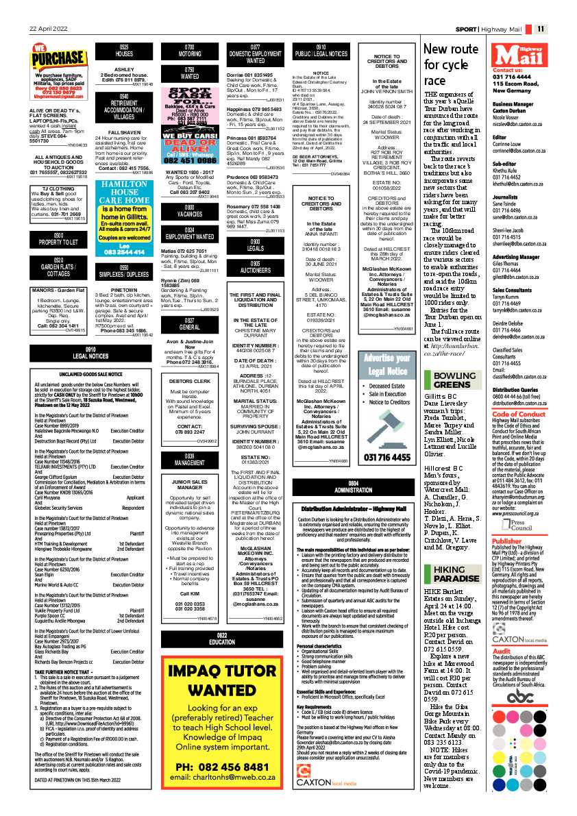 Highway Mail 22 April 2022 page 11