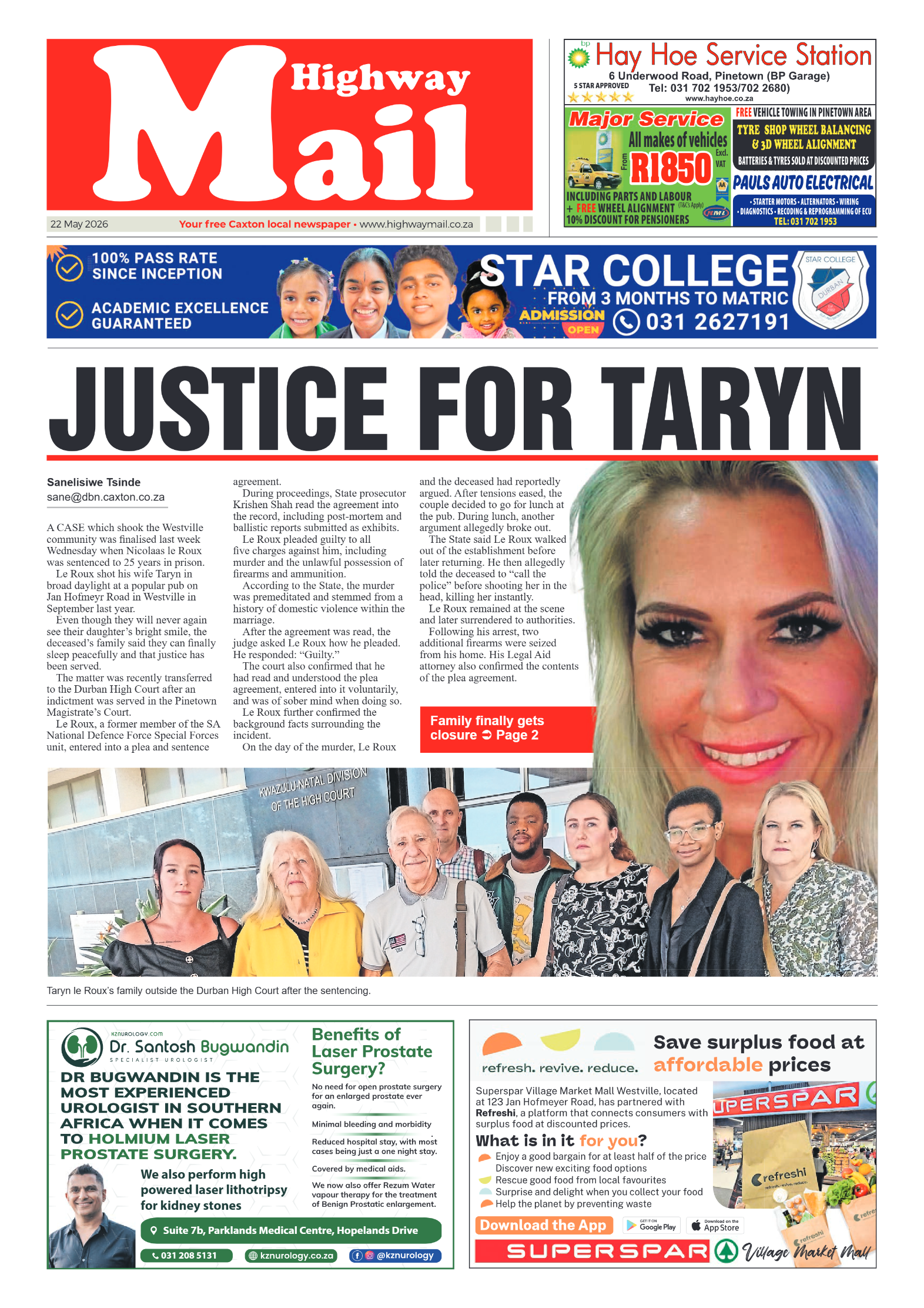 Highway Mail 22 May 2026 page 1