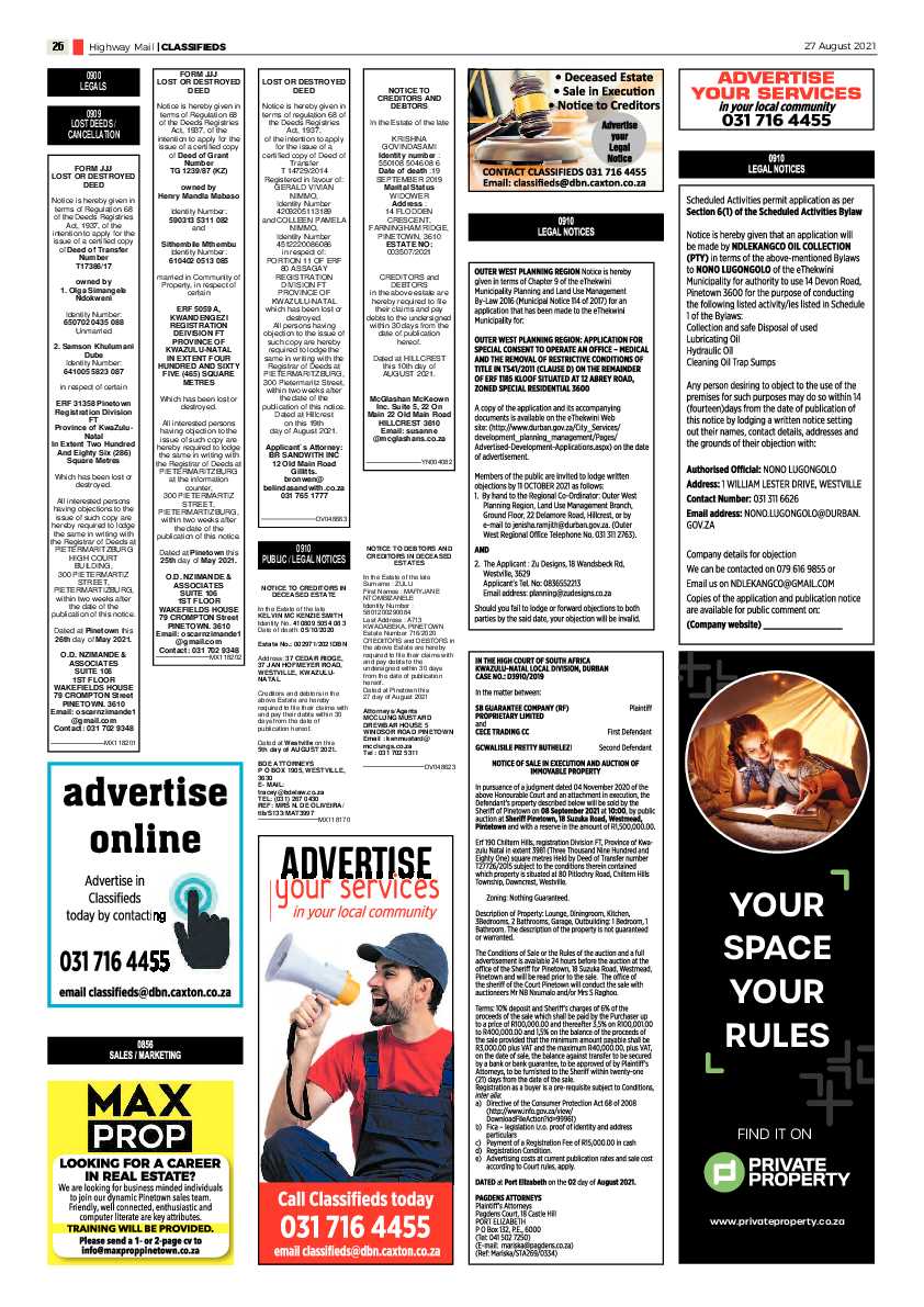 Highway Mail 27 August 2021 page 26