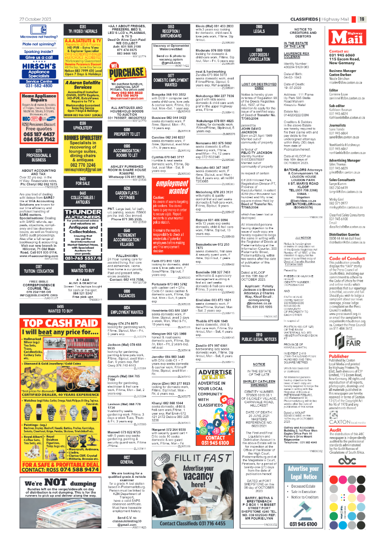 Highway Mail 27 October 2023 page 18