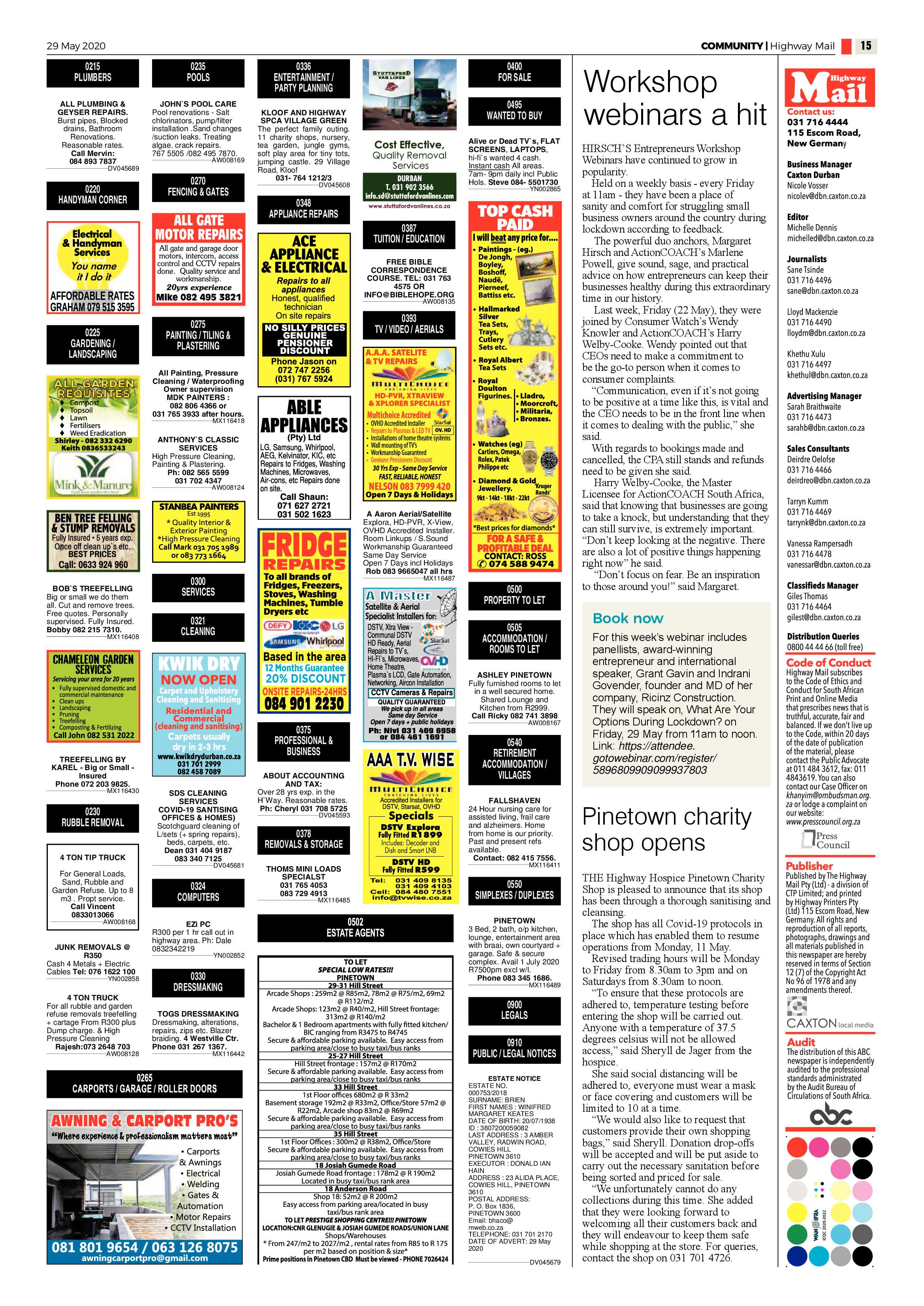 Highway Mail 29 May 2020 page 15