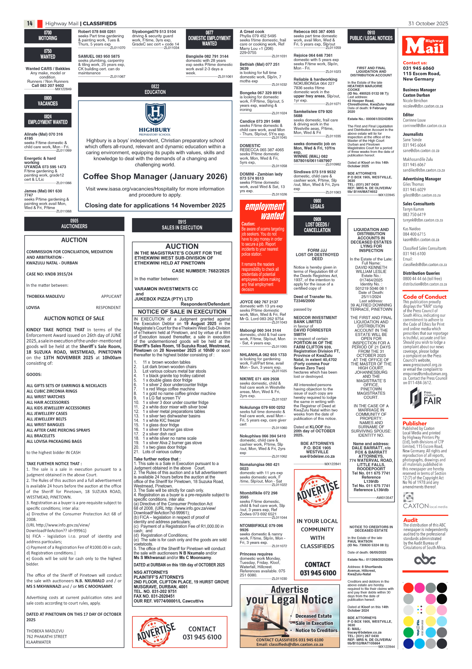 Highway Mail 31 October 2025 page 14