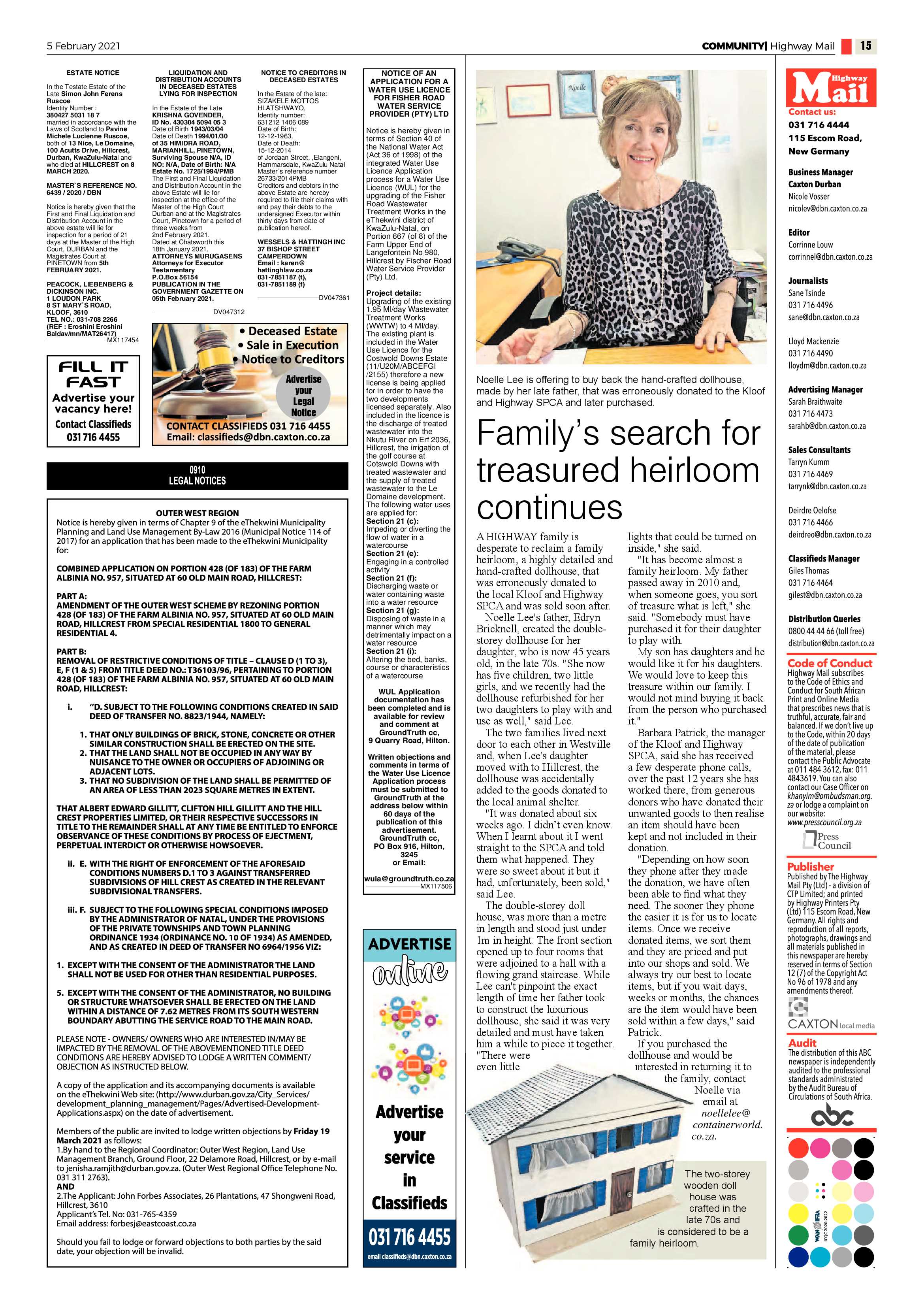 Highway Mail 5 February 2021 page 15
