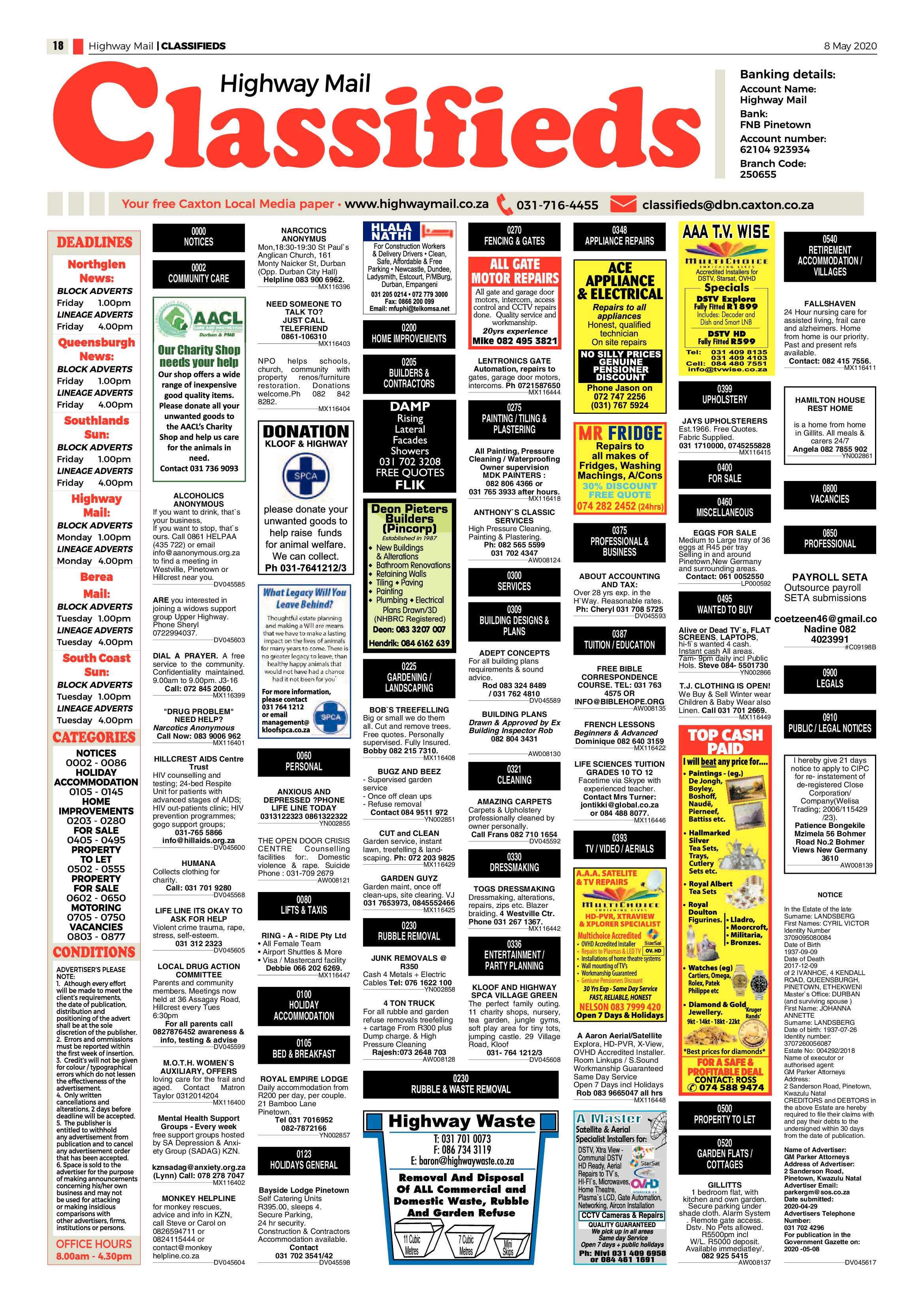 Highway Mail 8 May 2020 page 18