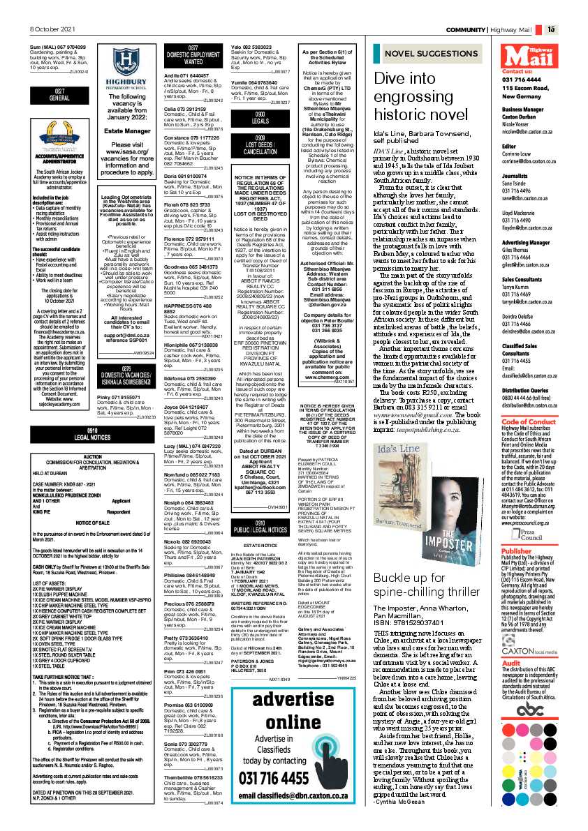 Highway Mail 8 October 2021 page 15