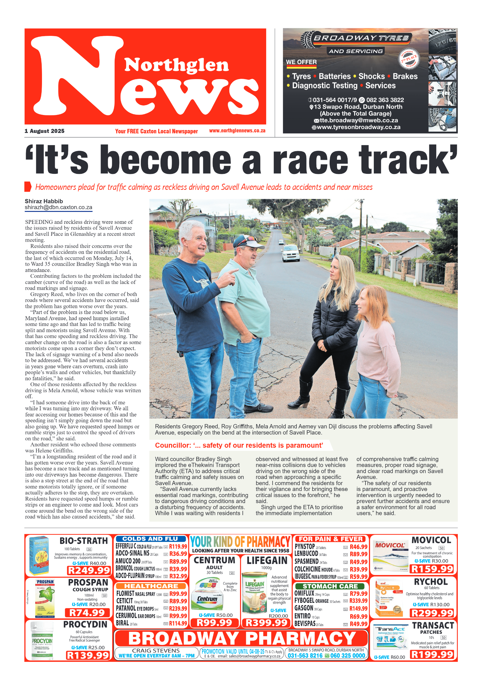 Northglen News 01 August 2025 page 1