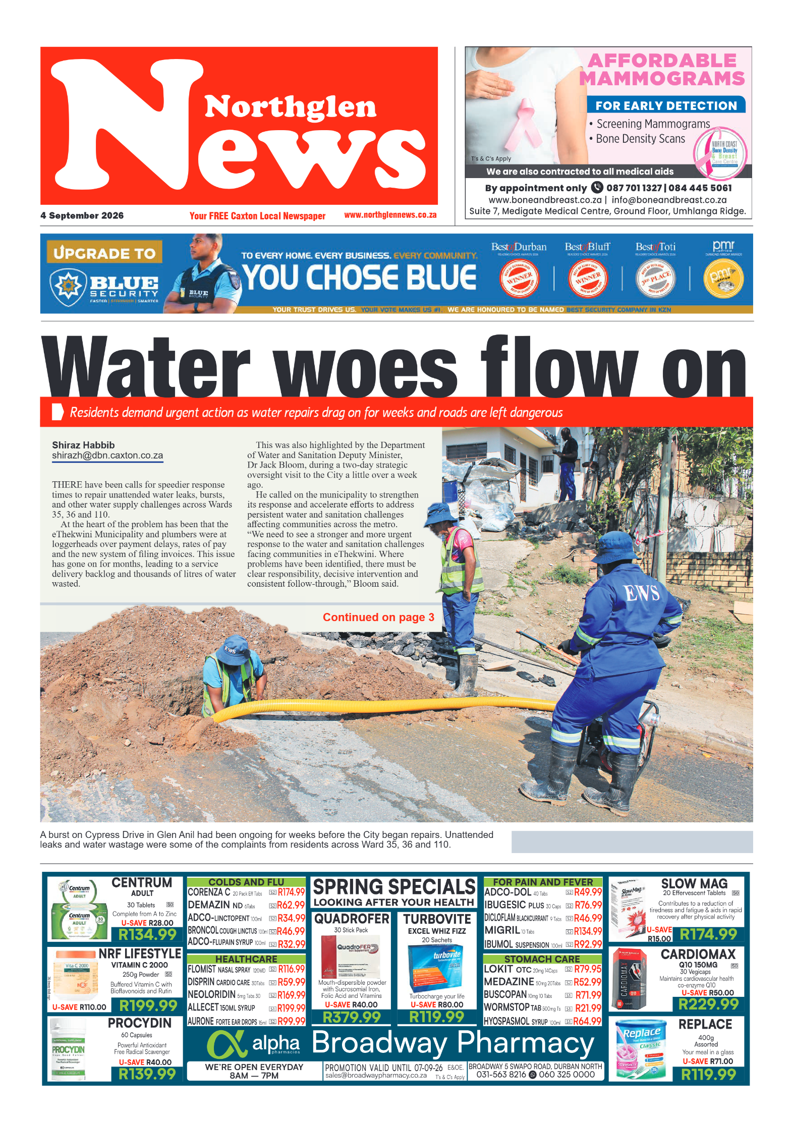 Northglen News 04 September 2026 page 1