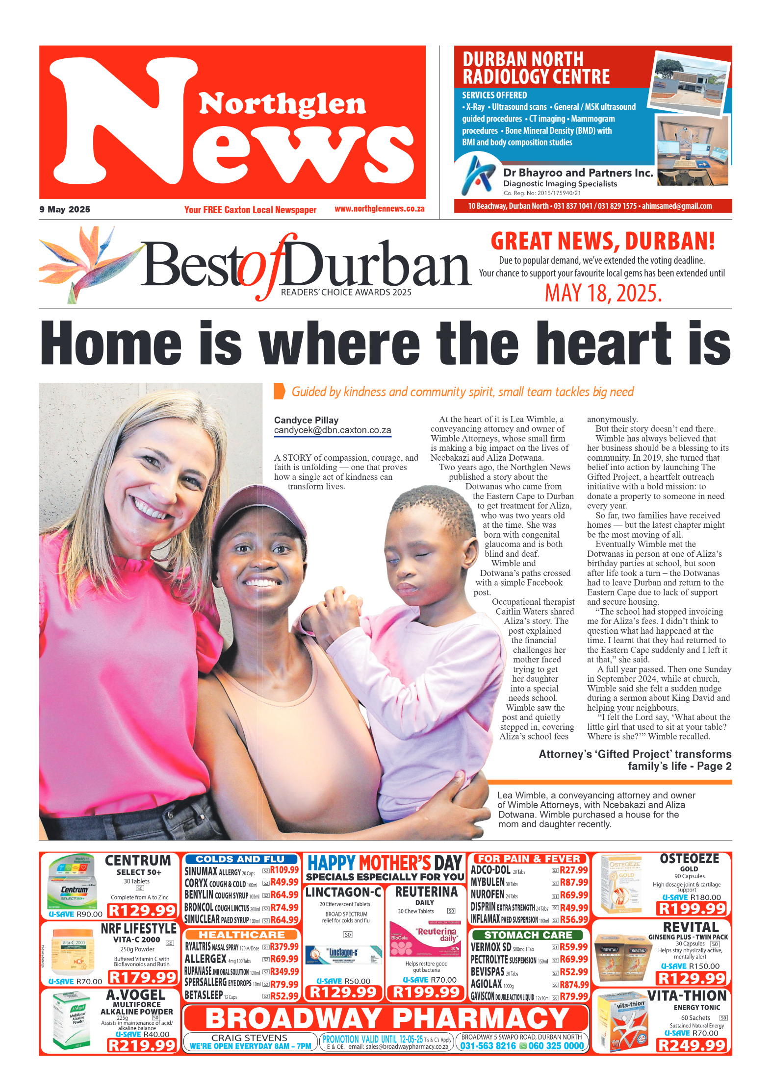 Northglen News 09 May 2025 page 1