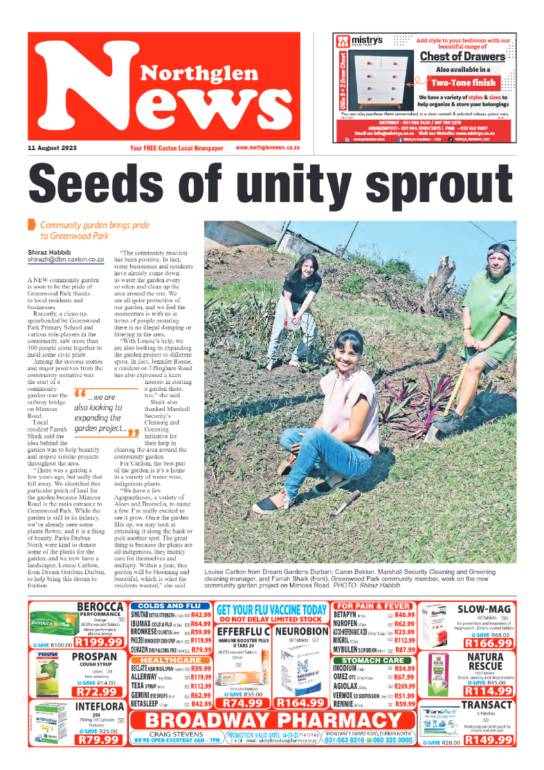 Northglen News 11 August 2023 page 1