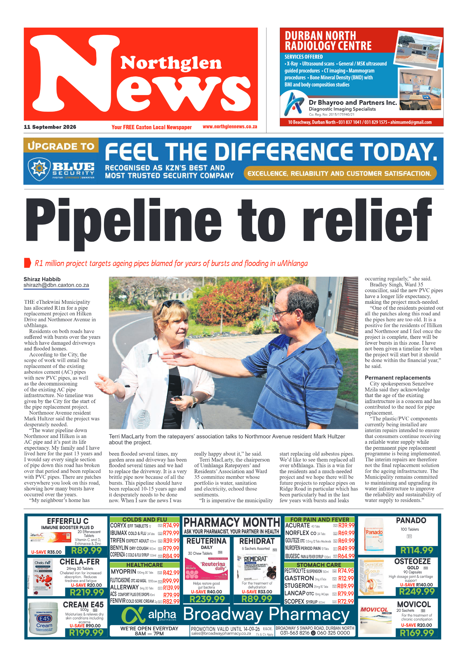 Northglen News 11 September 2026 page 1
