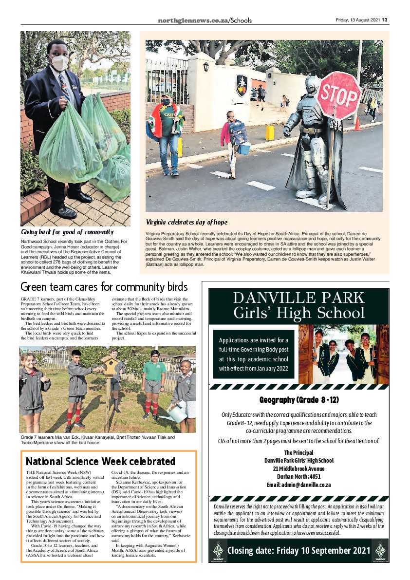 Northglen News 13 August 2021 page 13