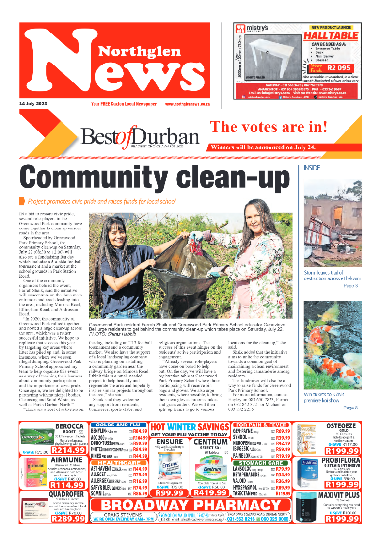 Northglen News 14 July 2023 page 1