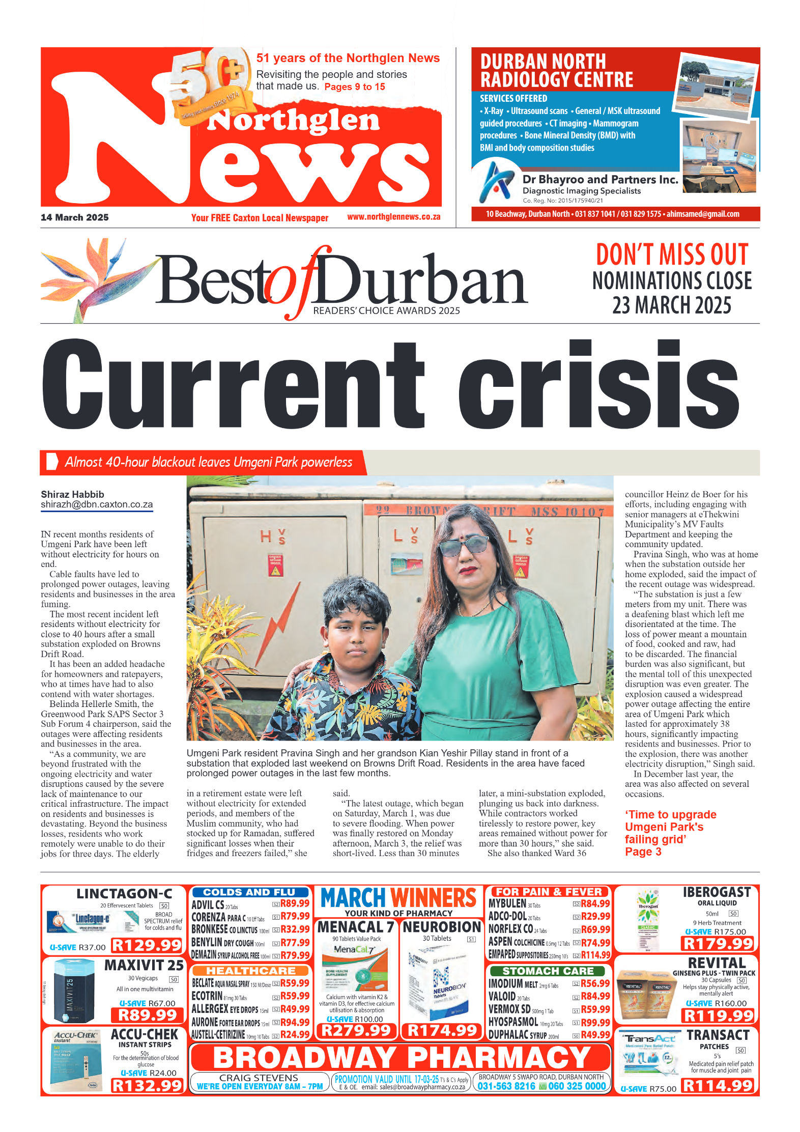 Northglen News 14 March 2025 page 1