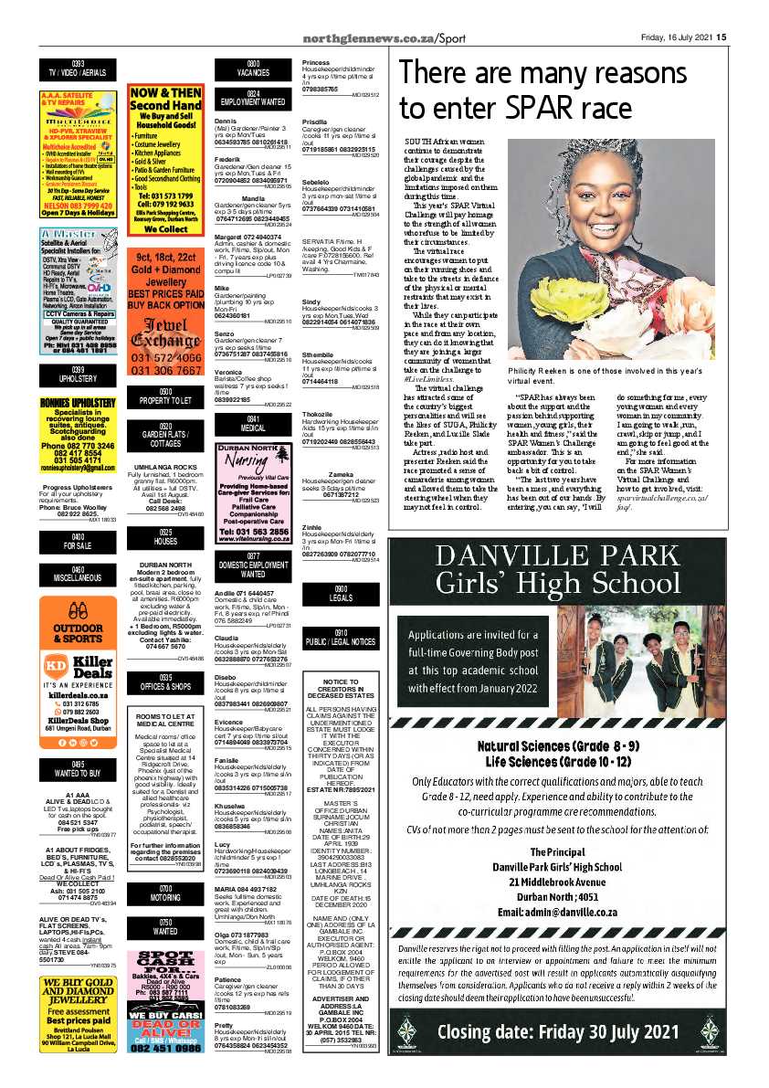 Northglen News 16 July 2021 page 15