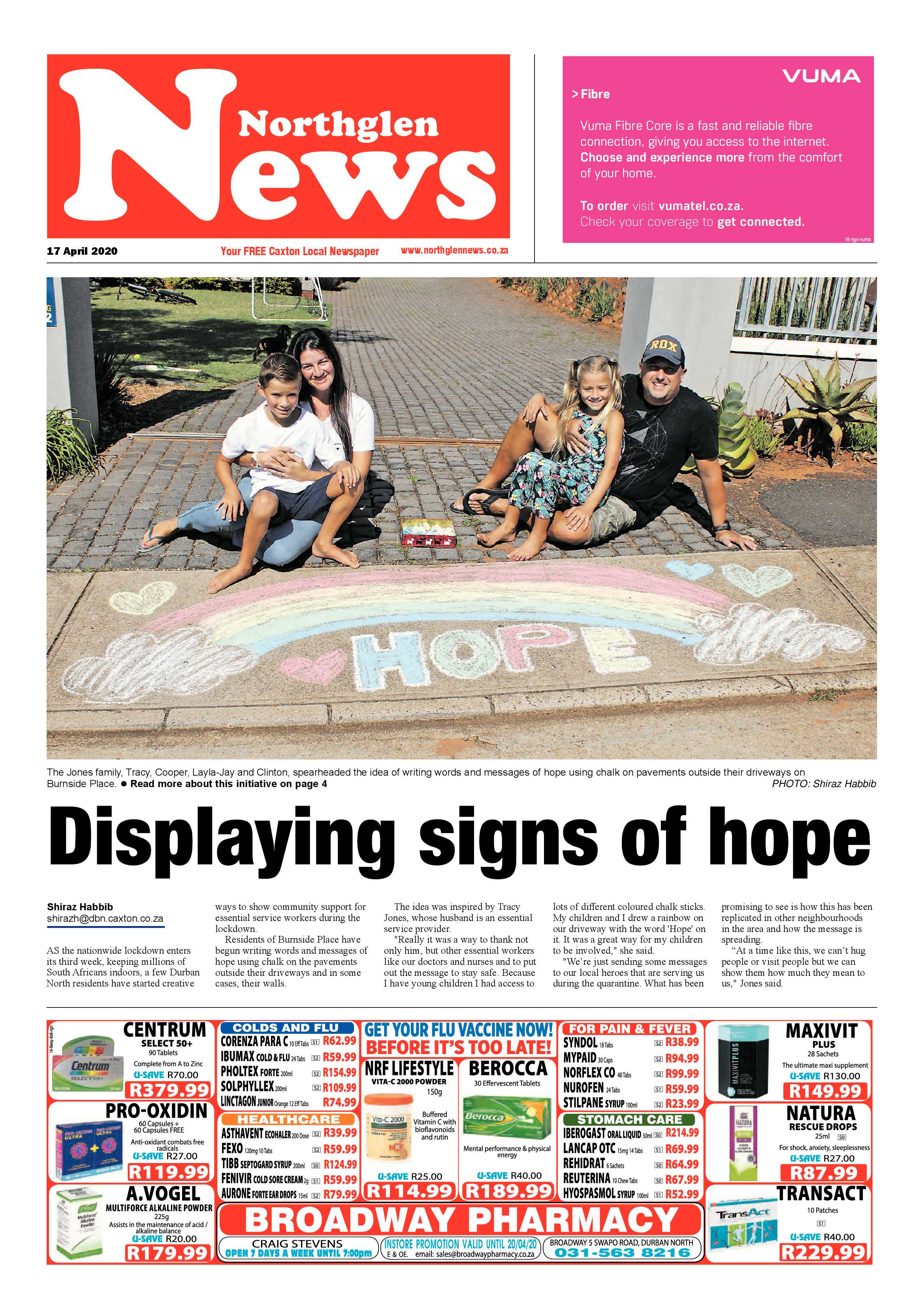 Northglen News 17 April 2020 page 1