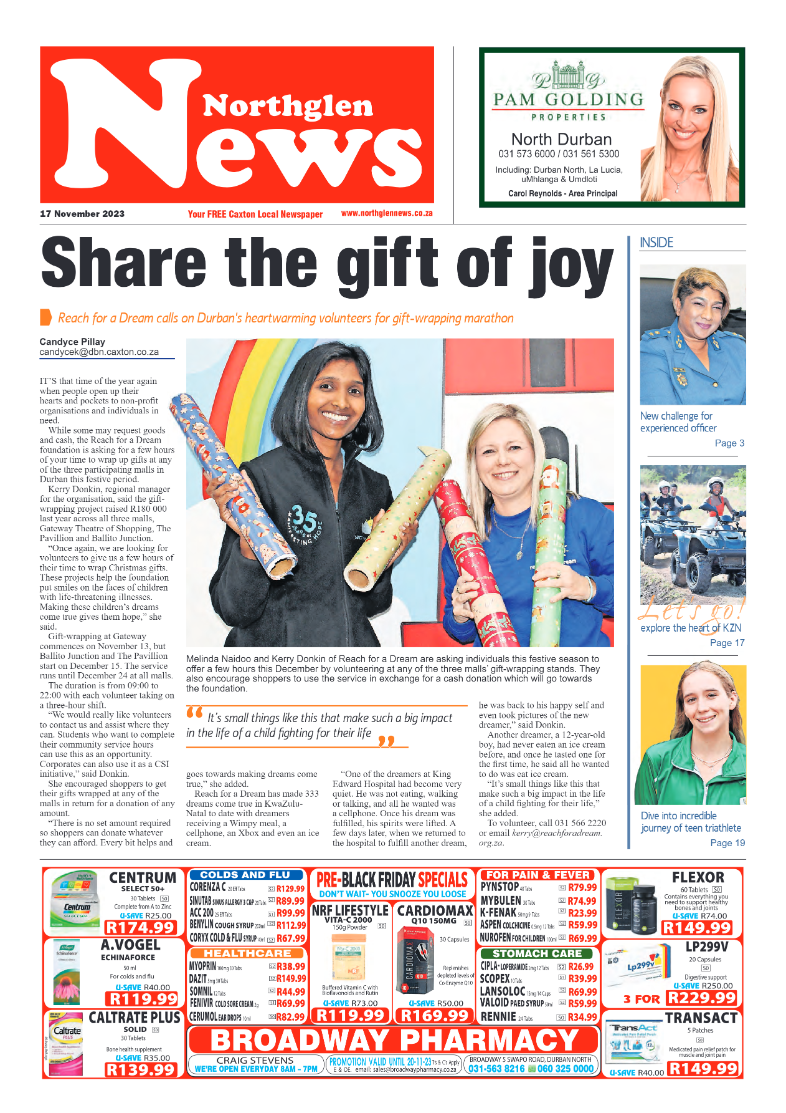 Northglen News 17 November 2023 page 1